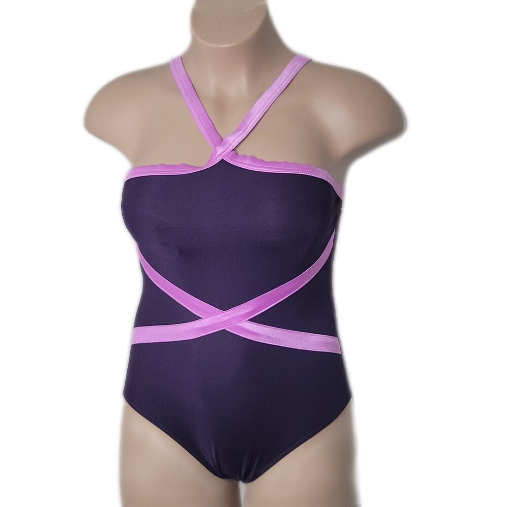 It Figures! One Piece Swimsuit ~ Purple ~ Sz 16W ~ Tummy Thinner